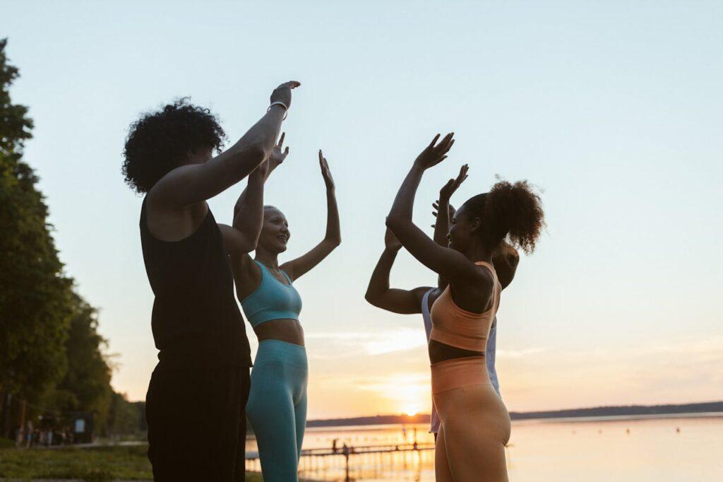 Women coming together to work out