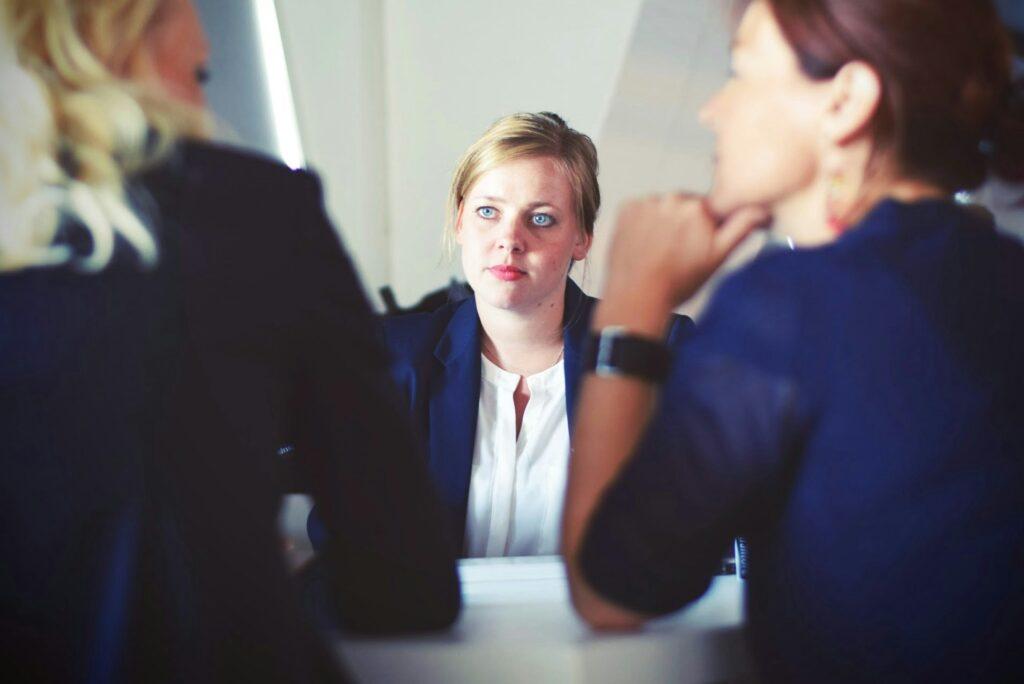 woman talking to human resources