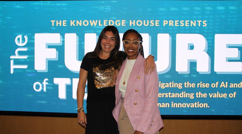 CEO and Co-Founder posing with her board member, Priscila de Pinho of Accenture