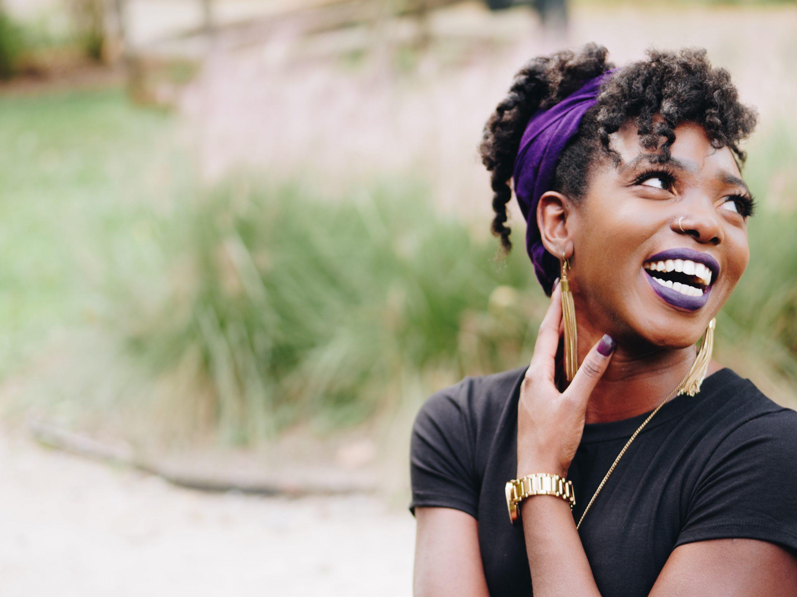 black woman laughing