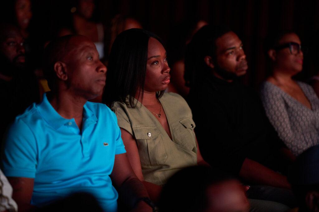 TMZ Producer, Seleah Simone, and audience members watching the private screening of "Heart & Hustle: Houston"