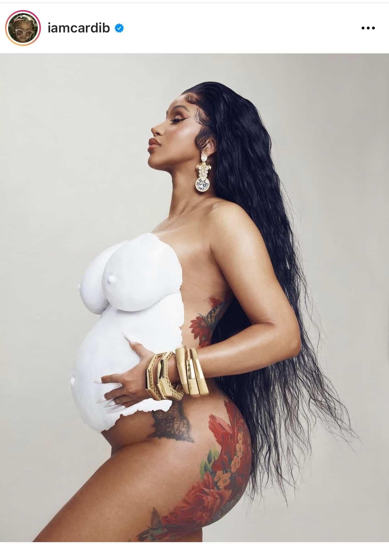 Cardi B reveals her baby bump at the BET Awards