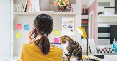 Young Asian woman working from home due to coronavirus covid-19,