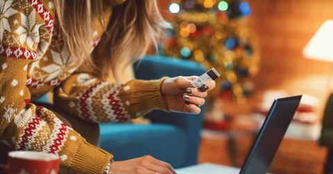 Woman doing online shopping at Christmas