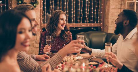 Nice attractive lovely smart stylish trendy well-dressed cheerful cheery excited glad friendly guys buddy fellow having fun spending vacation countdown night midnight birthday in house room indoors