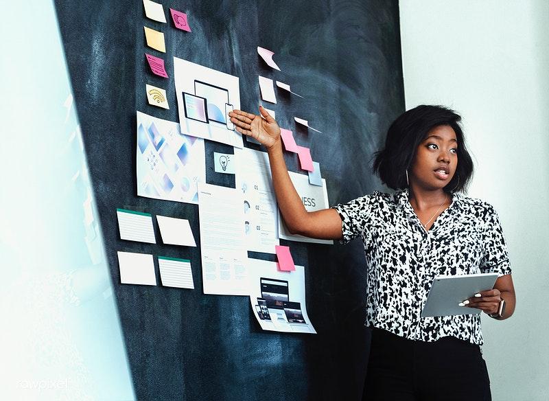 women presenting an outline