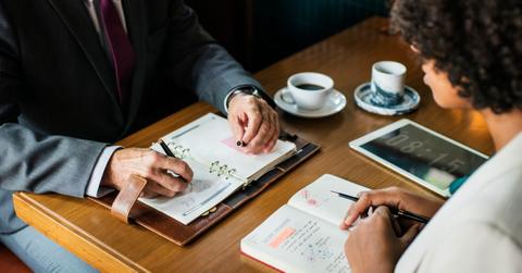 Business meeting with manager