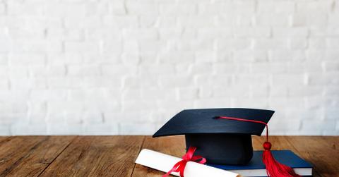 Graduation cap and diploma on a desk