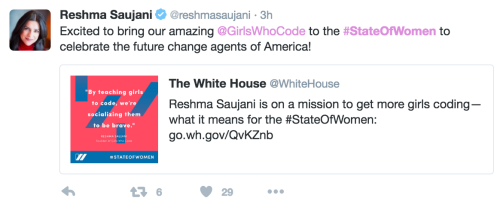 Reshma Saujani White House Summit United State of Women Tweet