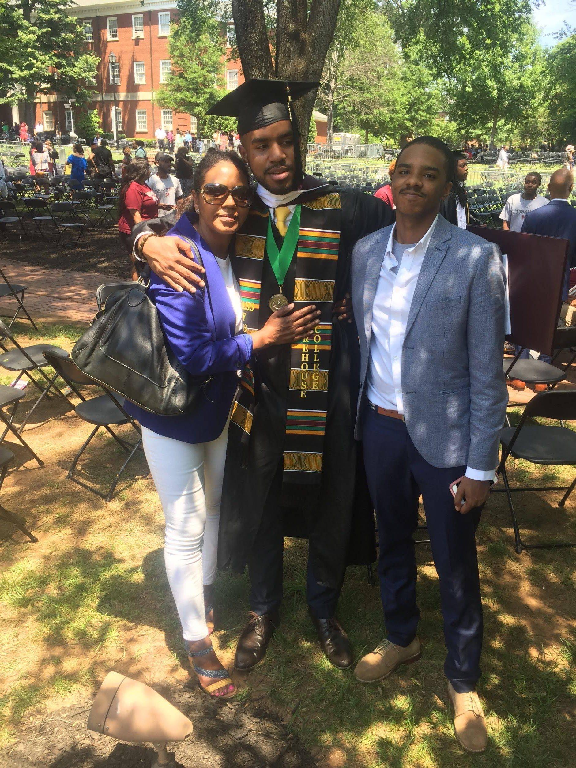 Athena Cross with son at 2019 Morehouse graduation