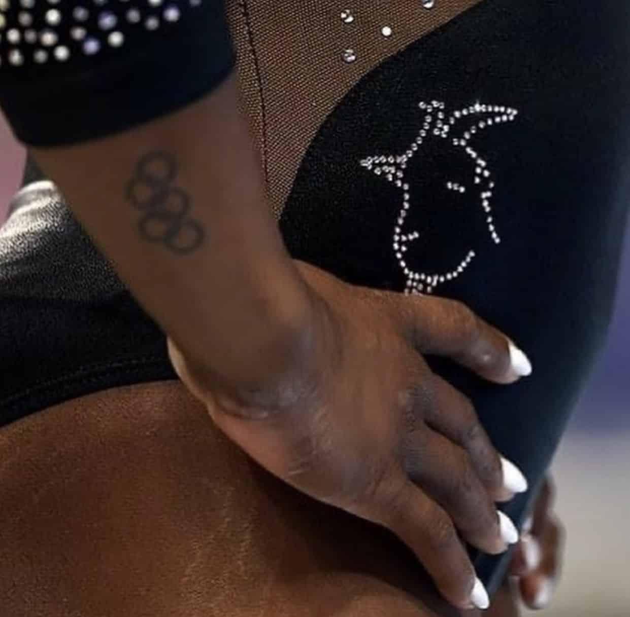 Simone Biles GOAT rhinestone embellished leotard