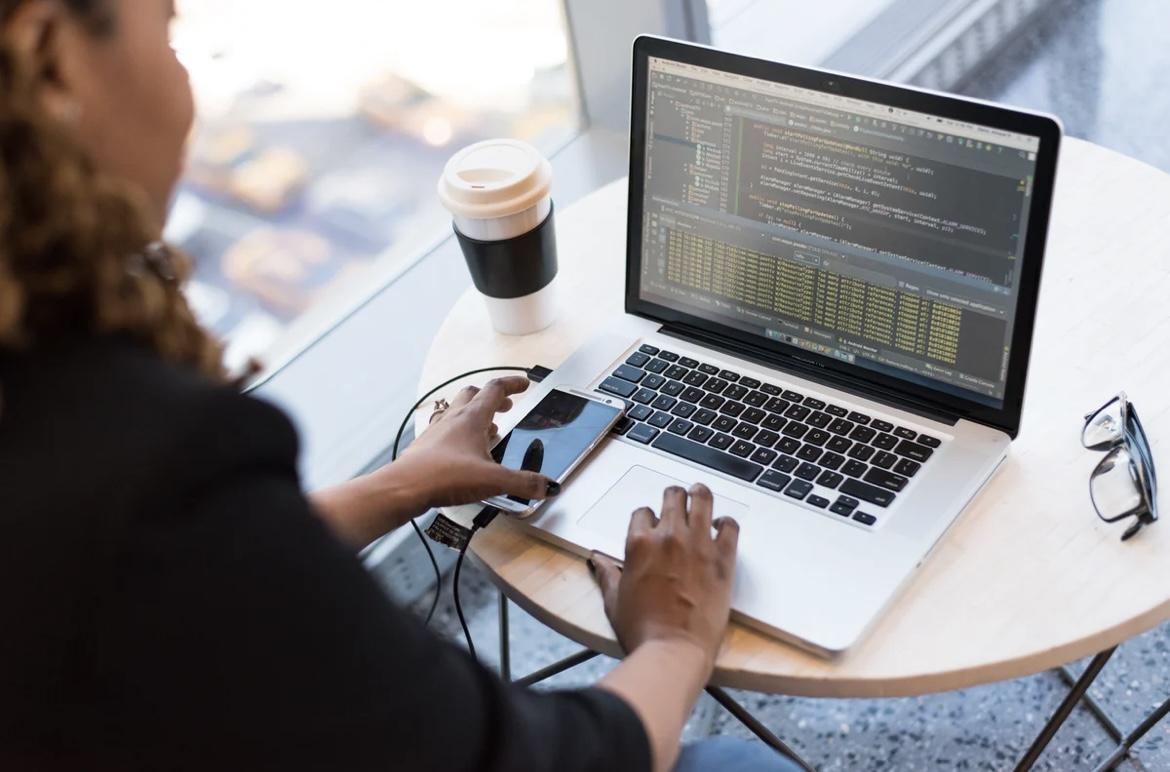 woman on computer