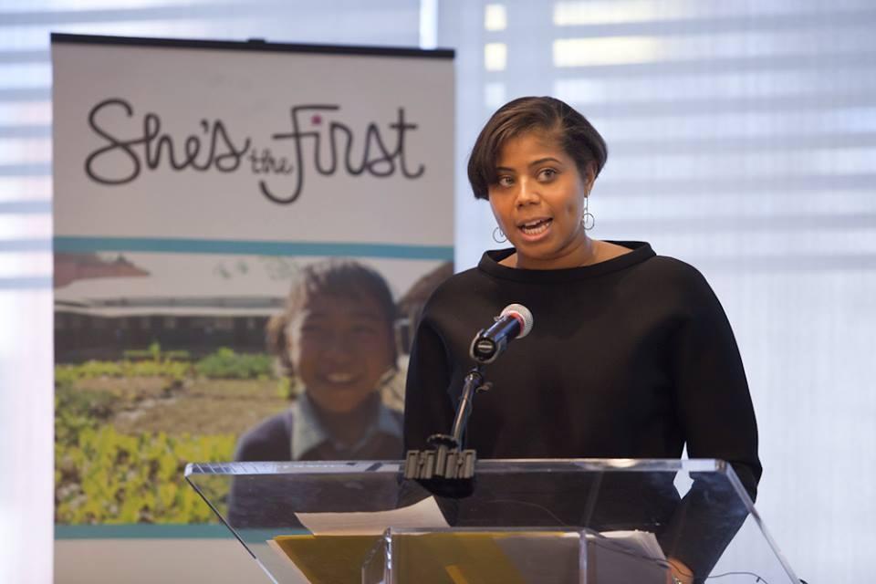 Chanel Cathey speaking at she_s_the_first_nyt_breakfast