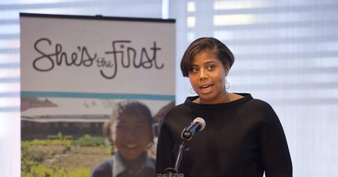 Chanel Cathey speaking at she_s_the_first_nyt_breakfast