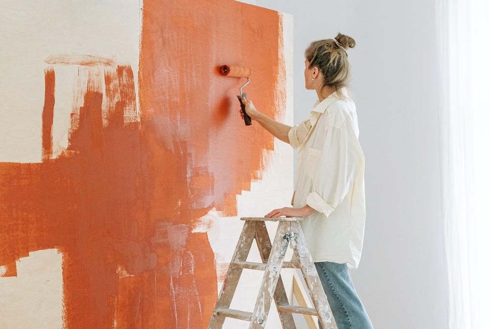 woman painting office